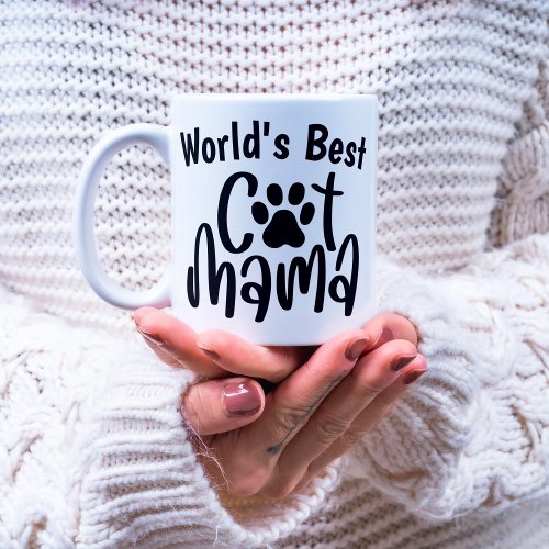 Cute Worlds Best Cat Mama 1 Photo Paw Print Coffee Mug