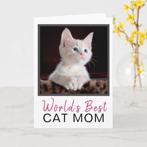 Cute World's Best Cat Mom Cat Photo Birthday Card | Zazzle