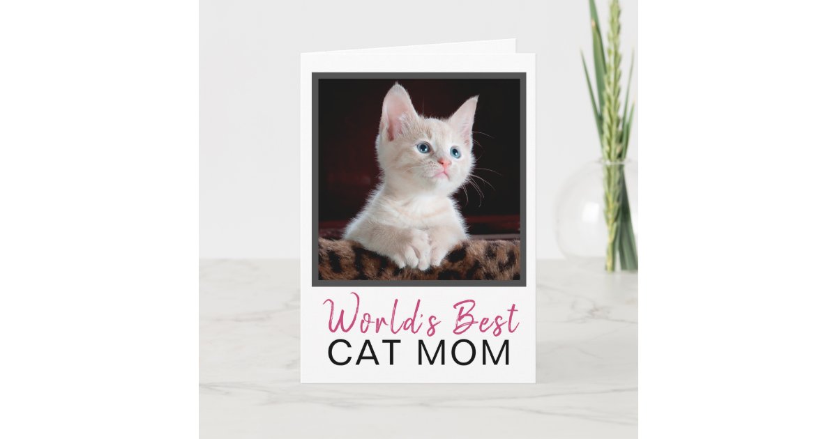 Cute World's Best Cat Mom Cat Photo Birthday Card | Zazzle