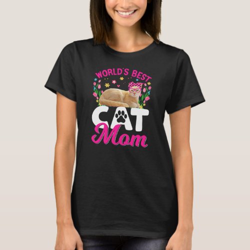 Cute Worlds Best Cat Mom Mothers Day  T_Shirt