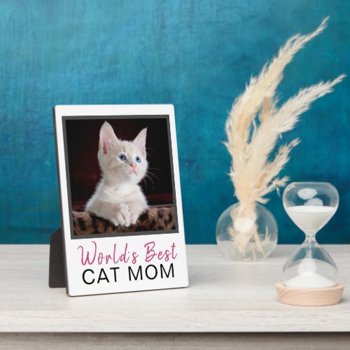 Cute Worlds Best Cat Mon Cat Photo Plaque