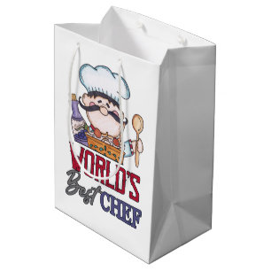 cute world's best chef word art medium gift bag