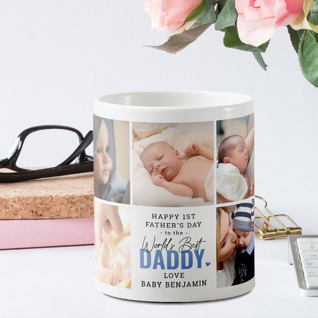 Cute 'Worlds Best Daddy' 1st Father's Day Blue  Coffee Mug (Creator Uploaded)