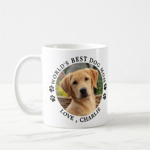 Cute World's Best Dog Mom Paw Prints Pet Photo Coffee Mug