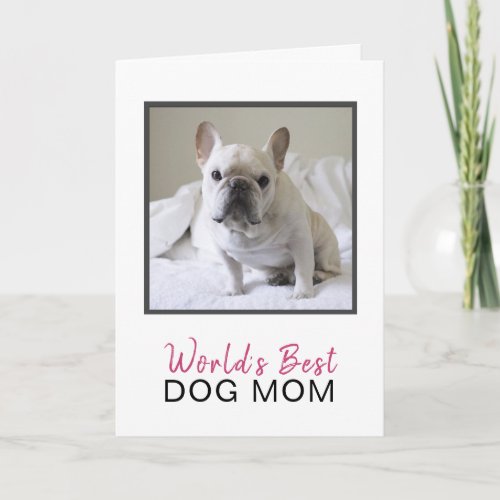 Cute Worlds Best Dog Mom Photo Mothers Day Card