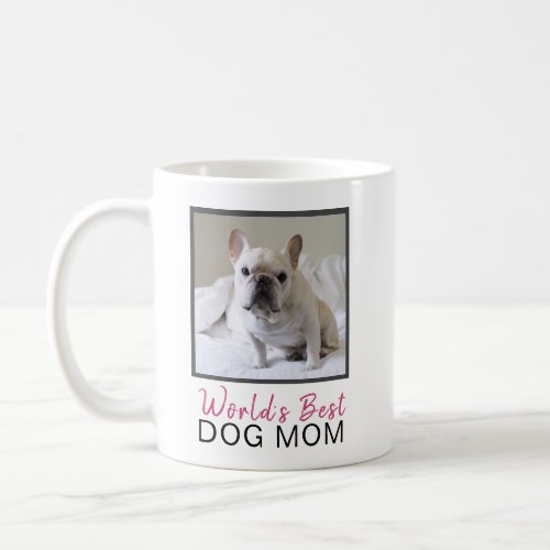 Cute Worlds Best Dog Mom Square Dog Photo Coffee Mug