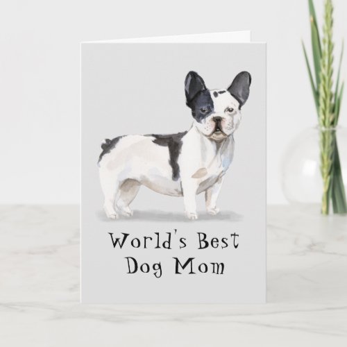 Cute Worlds Best Dog Mom Watercolor Birthday Card