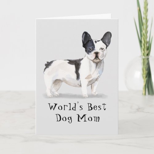 Cute Worlds Best Dog Mom Watercolor Mothers Day Card