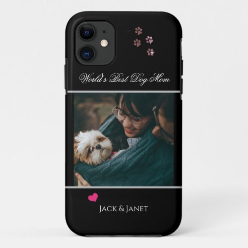 Cute Worlds Best Mom  Dog Paw with Heart iPhone 11 Case