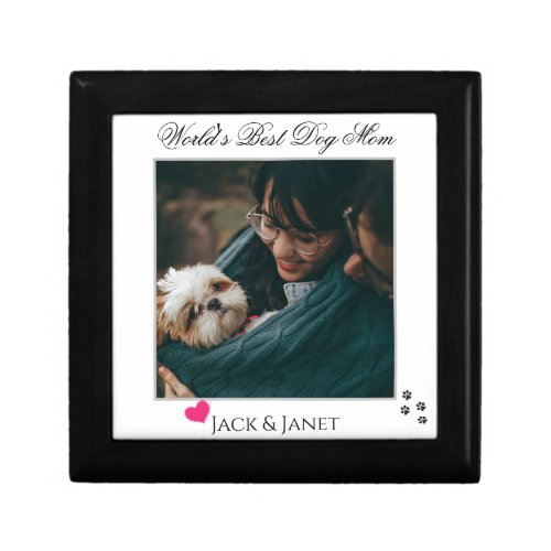 Cute Worlds Best Mom  Dog Paw with Heart Gift Box