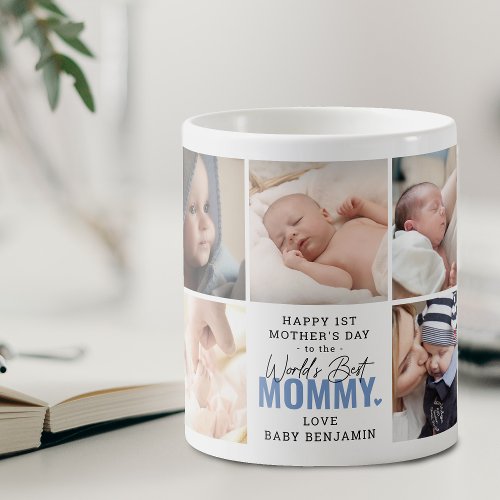 Cute Worlds Best Mommy 1st Mothers Day Blue Coffee Mug