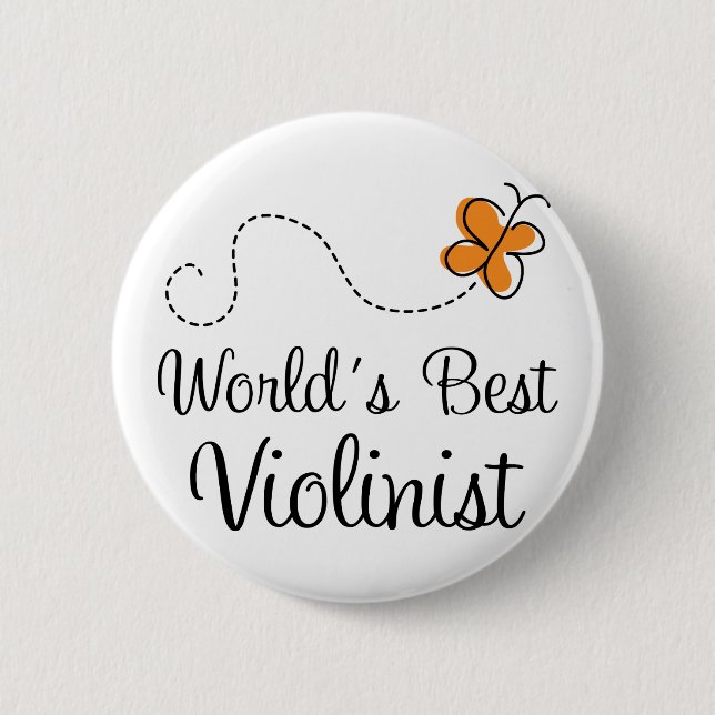 Cute Worlds Best Violinist Orange Button (Front)