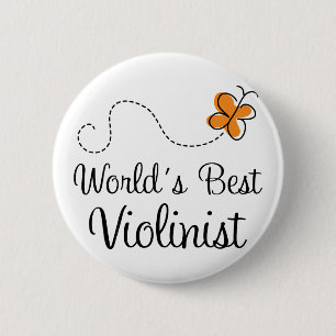 Cute Worlds Best Violinist Orange Button