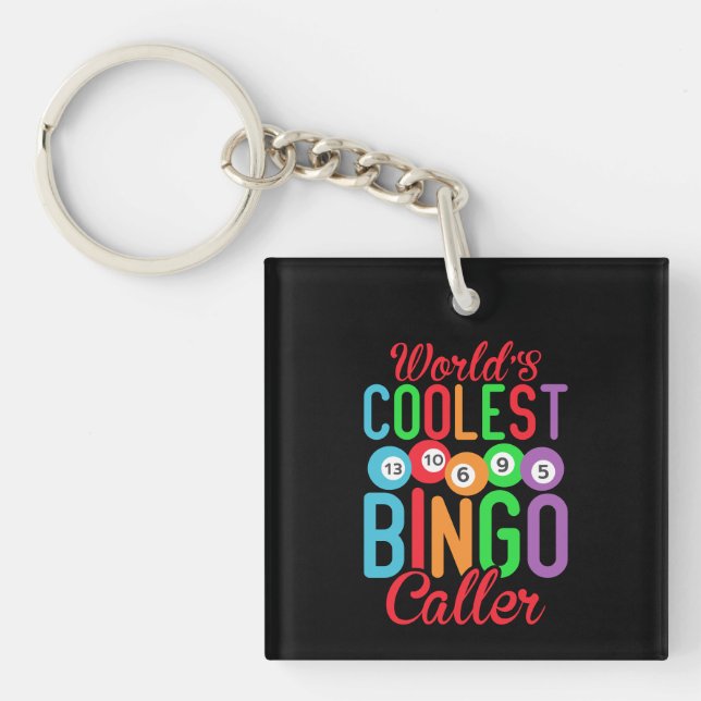 Cute world's coolest Bingo caller word art  Keychain (Front)