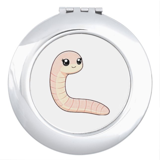 Cute Worm Coaster Compact Mirror (Front)