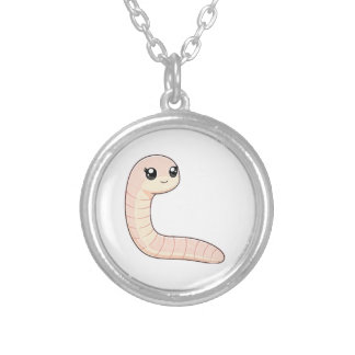 Cute Worm Coaster Silver Plated Necklace