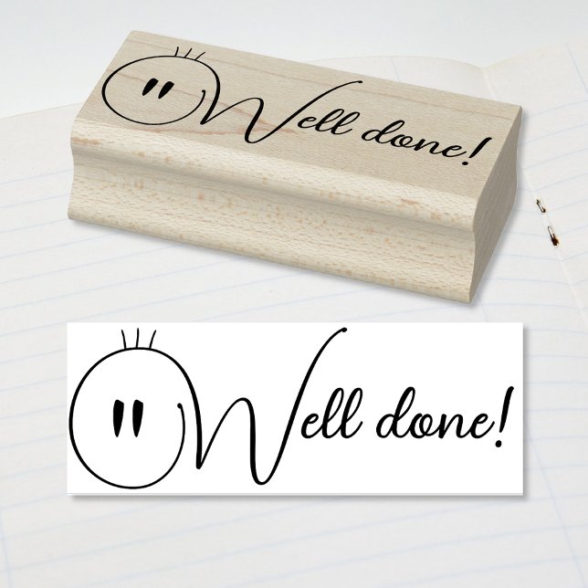 Cute Worm Snake Smiling Face Symbol Well done! Rubber Stamp (Creator Uploaded)