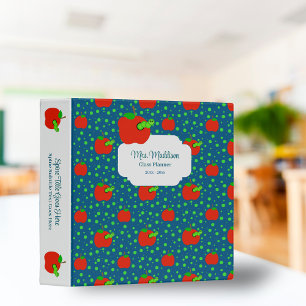 Cute Worms n Apple Polka Dot Teacher Class Planner 3 Ring Binder