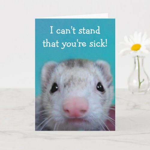 Cute Worried Ferret Get Well Card