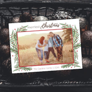 Cute Wreath Merriest Christmas Holly Card