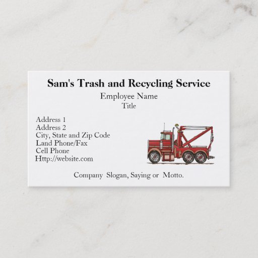 Customizable Cute Wrecker Truck Business Cards