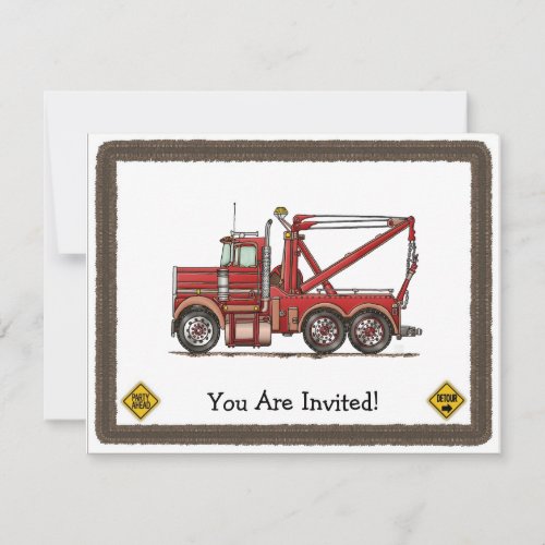 Cute Wrecker Truck Invitation
