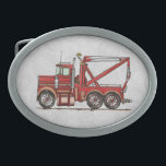 Cute Wrecker Truck Oval Belt Buckle<br><div class="desc">These images of big trucks and fun trucks art belong to an ongoing series of everyday things created by Richard Neuman in his rural studio near McComb, Ohio. Trucks of all kinds have fascinated boys of all ages ever since they were first invented. For 50 years Richard’s art has been...</div>