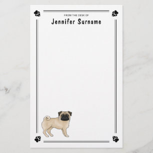 Cute Wrinkly Face Pug Dog Mops Dog Breed Design Stationery