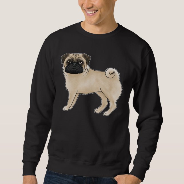 Cute Wrinkly Face Pug Dog Mops Dog Breed Design Sweatshirt (Front)
