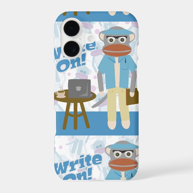 Cute Writer Sock Monkey Iphone Case (Back)