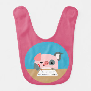 Cute Writing Cartoon Pig Baby Bib