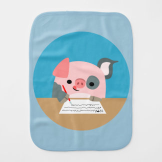 Cute Writing Cartoon Pig Burp Cloth