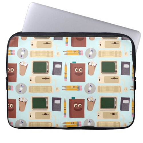 Cute Writing Tools Author Cartoon Pattern Laptop Sleeve