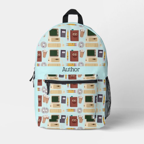 Cute Writing Tools Author Cartoon Pattern Printed Backpack