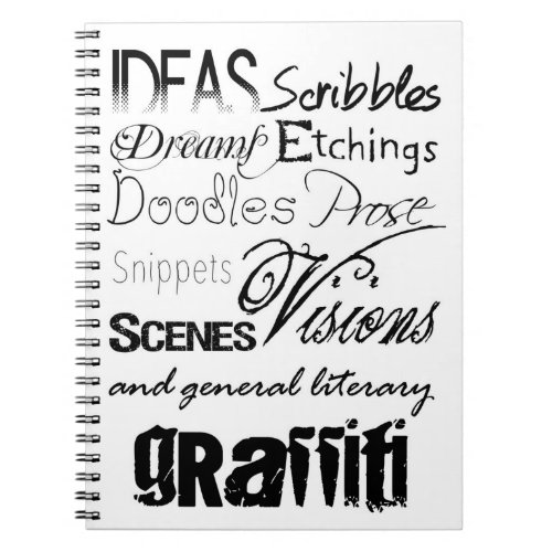 Cute Writing Typography Graffiti Scribbles Notebook