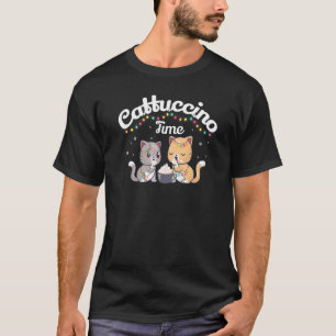 Cute Xmas Christmas Cats Drinking Cappuccino Wrapp T-Shirt