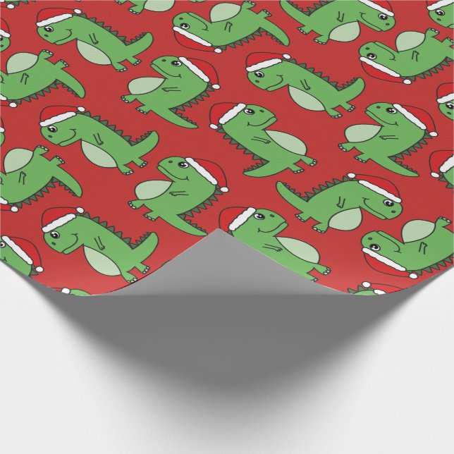 Cute Xmas Christmas Dinosaur Wrapping Paper (Corner)