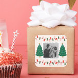 Cute Xmas Family Photo christmas holiday postcard Square Sticker<br><div class="desc">Cute Xmas Family Photo christmas holiday postcard</div>