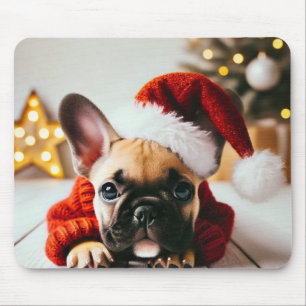 Cute Xmas French Bulldog Mouse Pad
