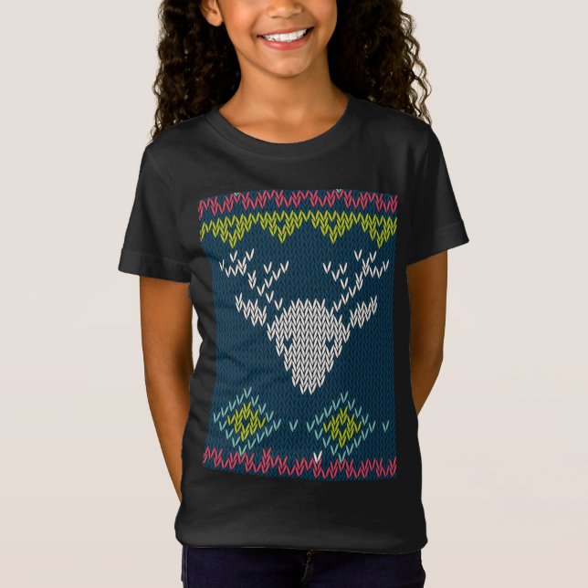 Cute Xmas Grandma Elk Holiday Winter Reindeer Ugly T-Shirt (Front)