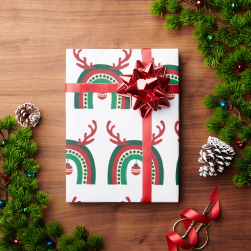 Cute Xmas Holiday Christmas Rainbow Gift Wrapping Paper