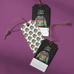 Cute Xmas Holly Berries Ugly Christmas Sweater Gift Tags