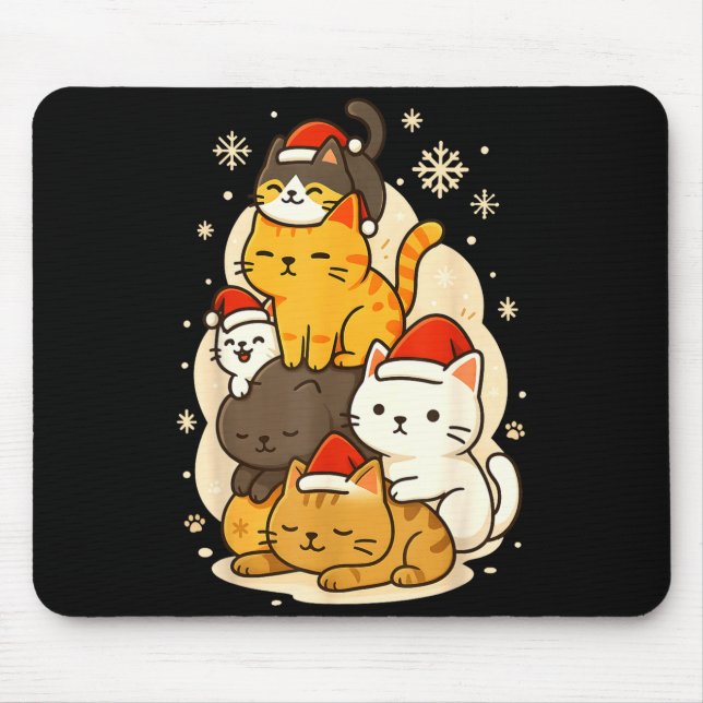 Cute Xmas Kawaii Cats Neko Funny Kitten Lover Anim Mouse Pad (Front)