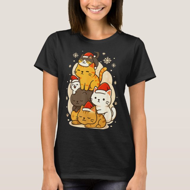 Cute Xmas Kawaii Cats Neko Funny Kitten Lover Anim T-Shirt (Front)