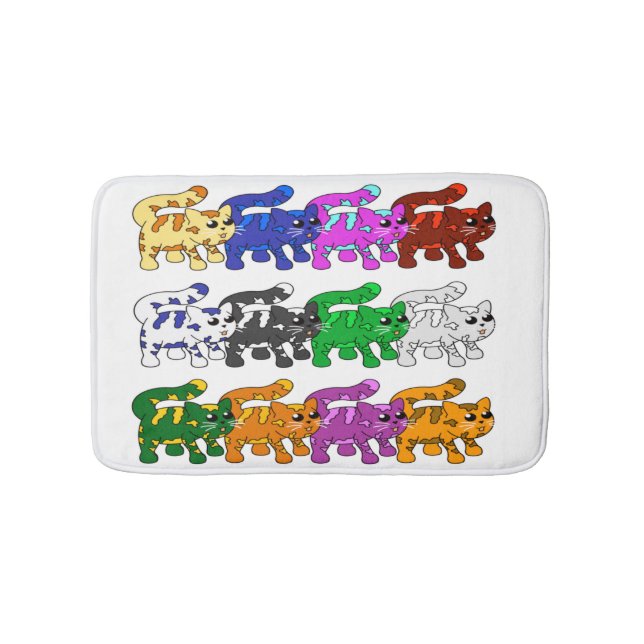 Cute Xmas Kitten Cat Pattern Rows Bath Mat (Front)