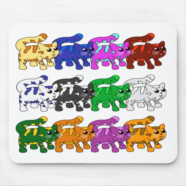 Cute Xmas Kitten Cat Pattern Rows Mouse Pad (Front)