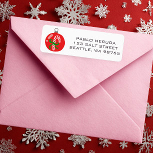 Cute Xmas Ornament Candycane CUSTOM Mailing Label