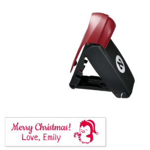 Cute Xmas Penguin with Candy Cane Pocket Stamp