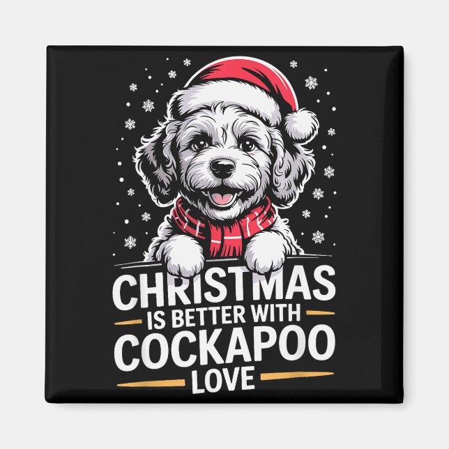 Cute Xmas Puppy Dog Christmas Is Better With Apoo  Magnet (Front)
