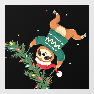 Cute Xmas Sloth Santa Hat Christmas Sloth - Tree L Wall Decal